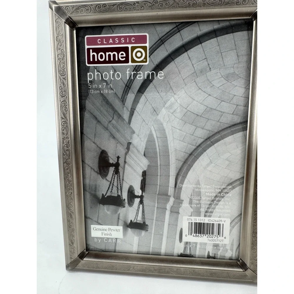 VTG Set of 2 Photo Frames Pewter Finish 5x7 and Personalized Wood Kate Frame